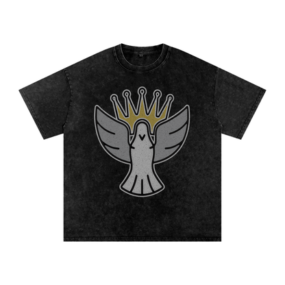 The Crowned Dove — Snow Washed Oversized Tee